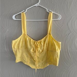 ASOS Yellow Eyelet Corset Crop Top